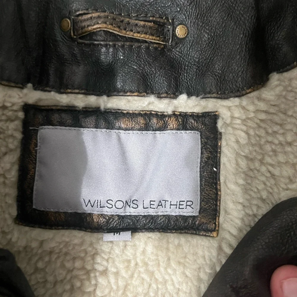 Vintage Wilsons Leather Brown Jacket with Cream Shearling - Picture 6 of 8